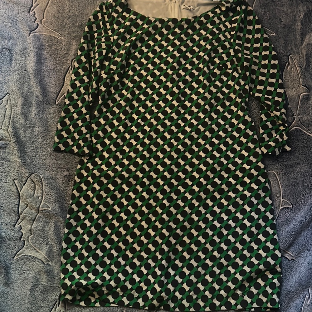 Old navy Green black and whit vintage dress.